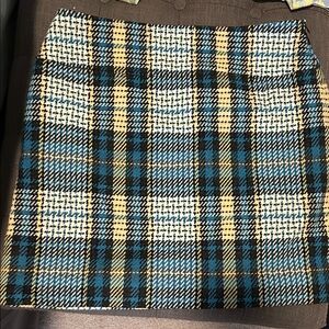 Nine West Blue and Cream Plaid Mini Skirt